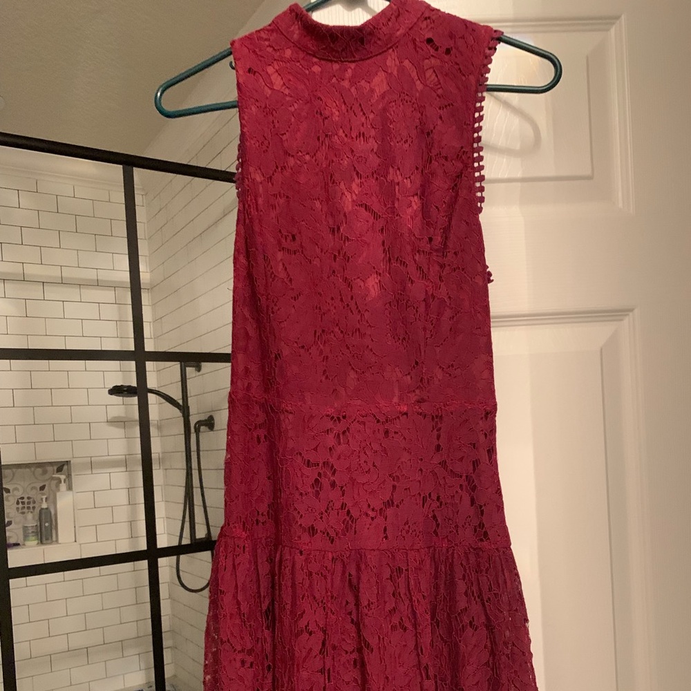 She and sky Maroon dress